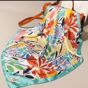 Elegant Floral print Silky feel Scarf/Headscarf / Wrap